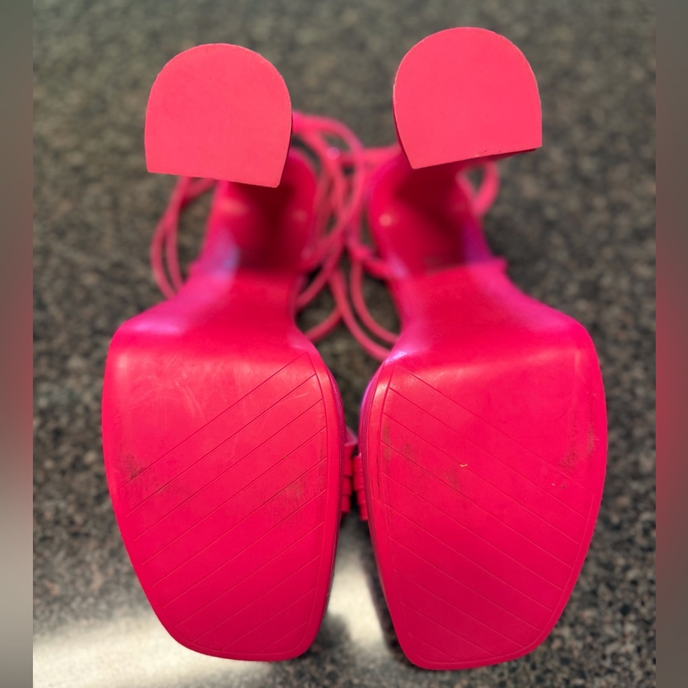 “ZARA” Satin Strappy Wraparound Platform Sandal Heels - Picture 15 of 16